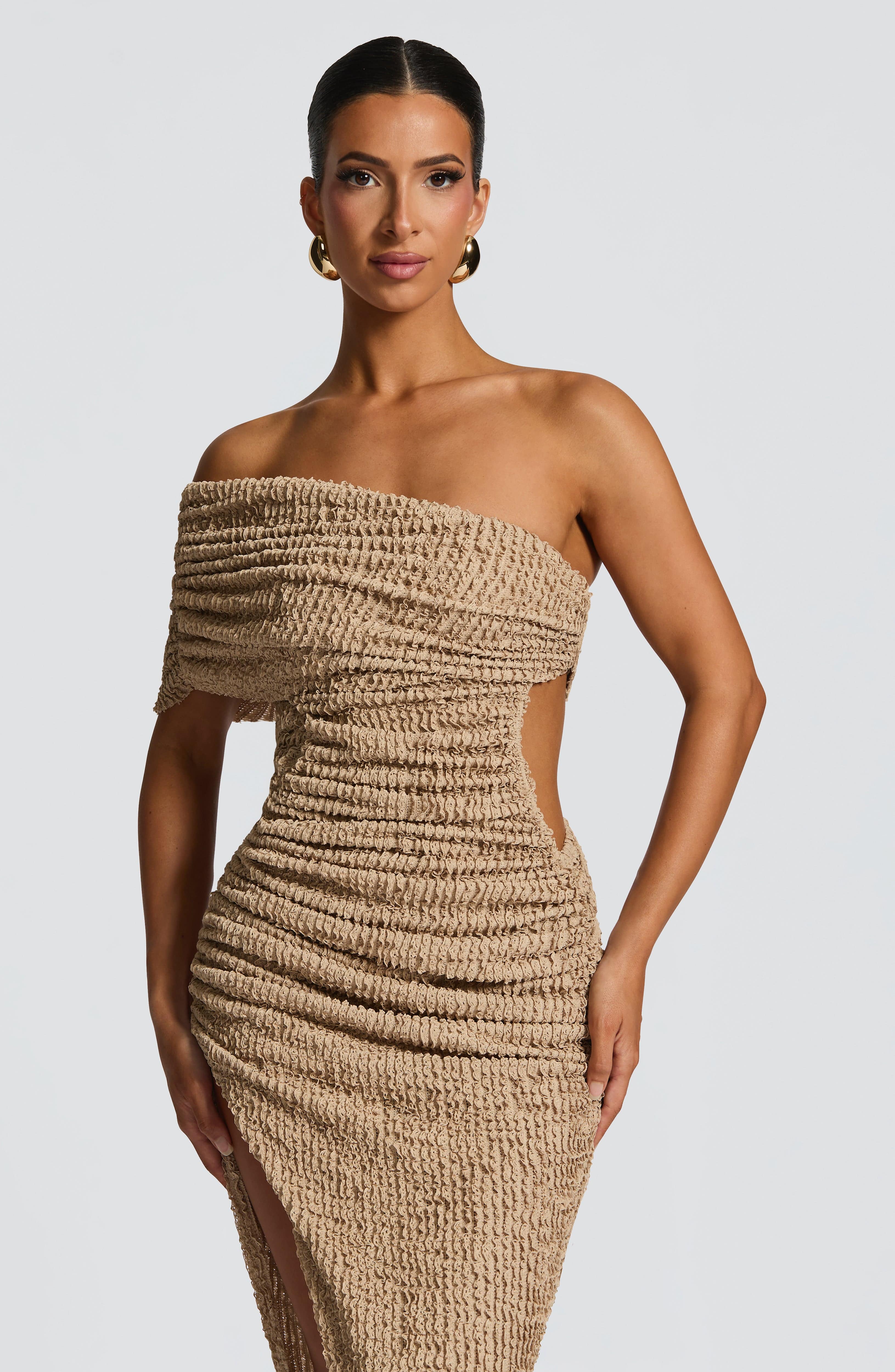 Laverna Midi Dress - Beige