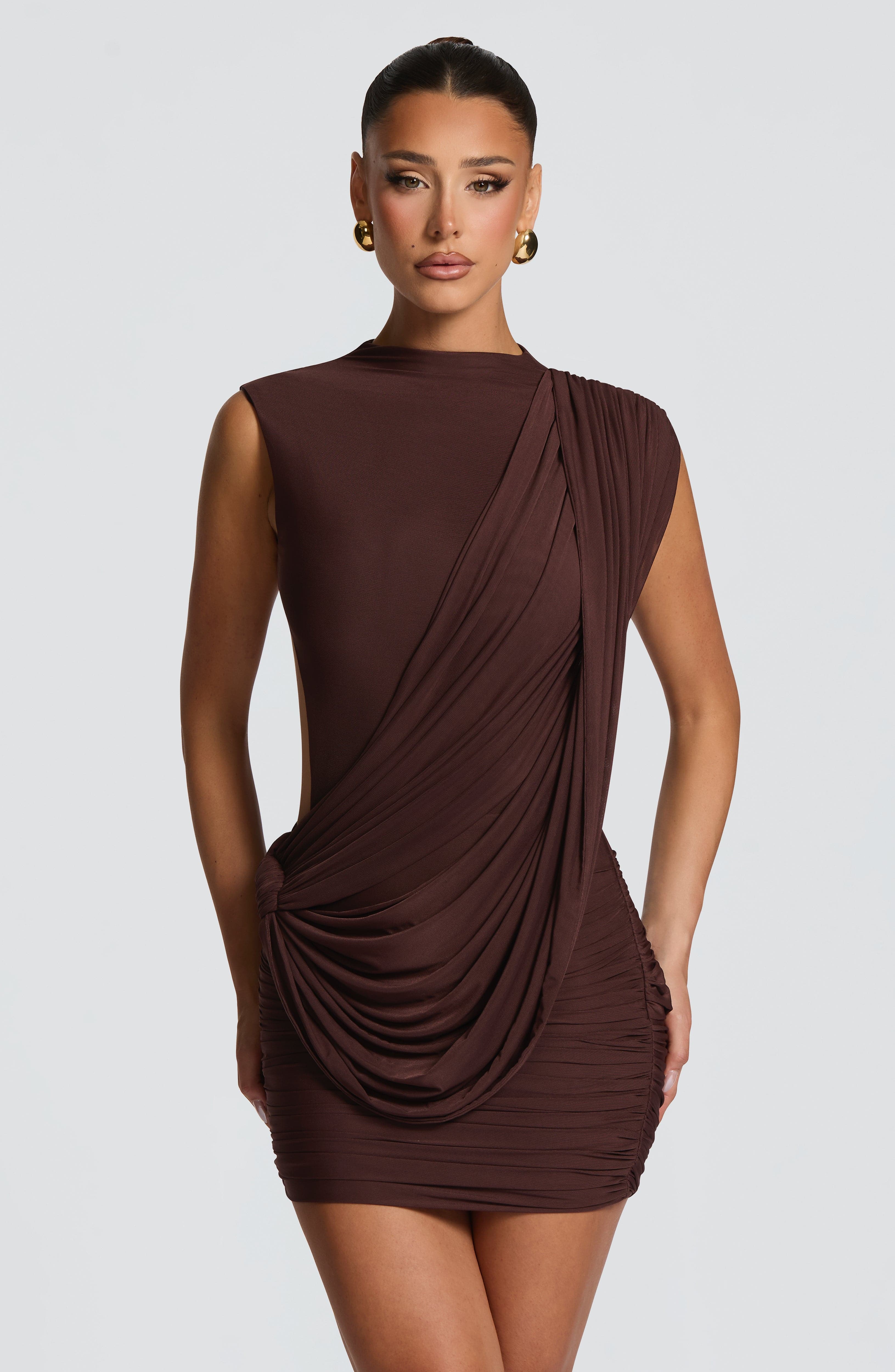 Mireya Mini Dress - Plum Brown