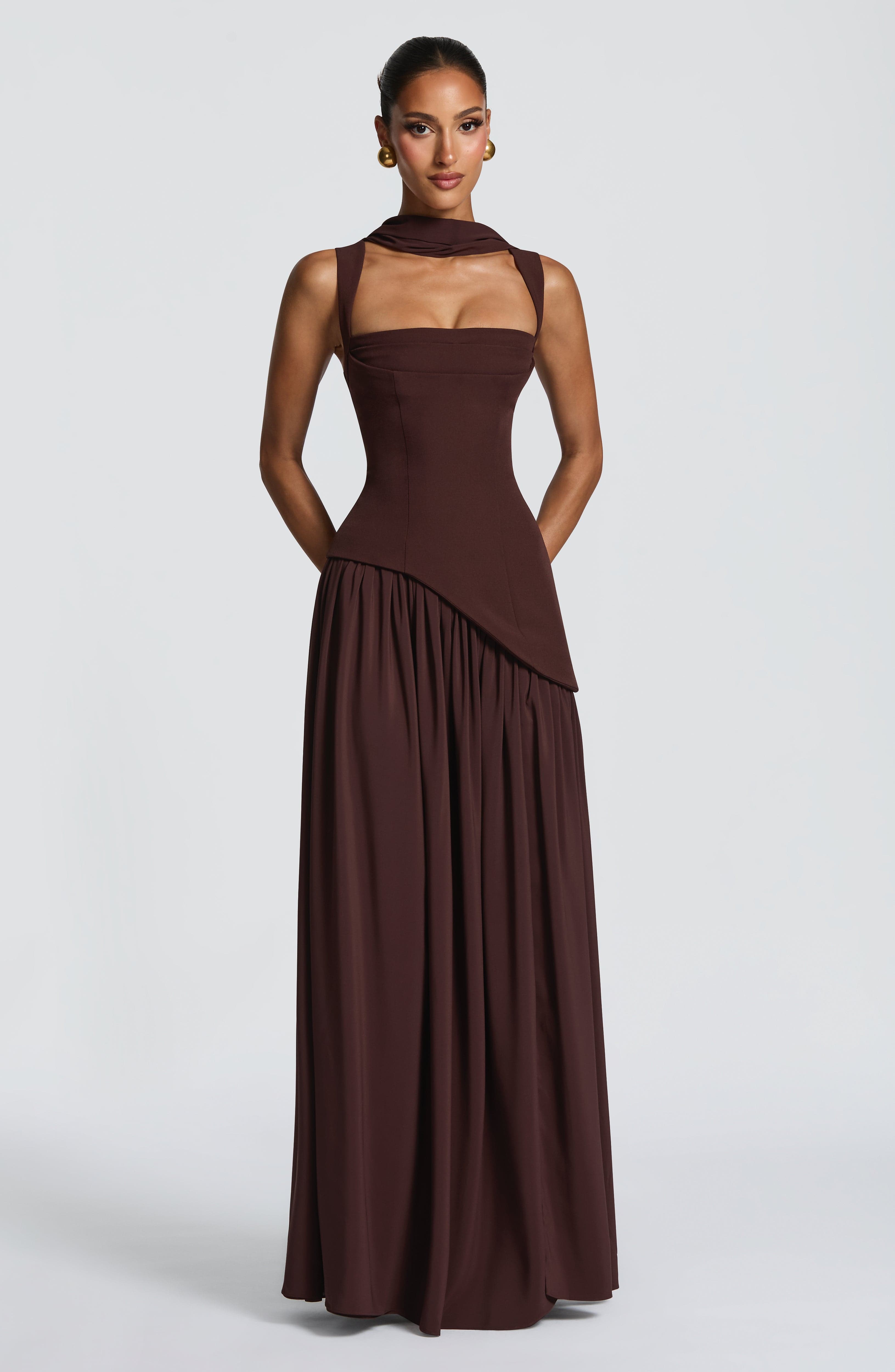 Tullulah Maxi Dress - Plum Brown