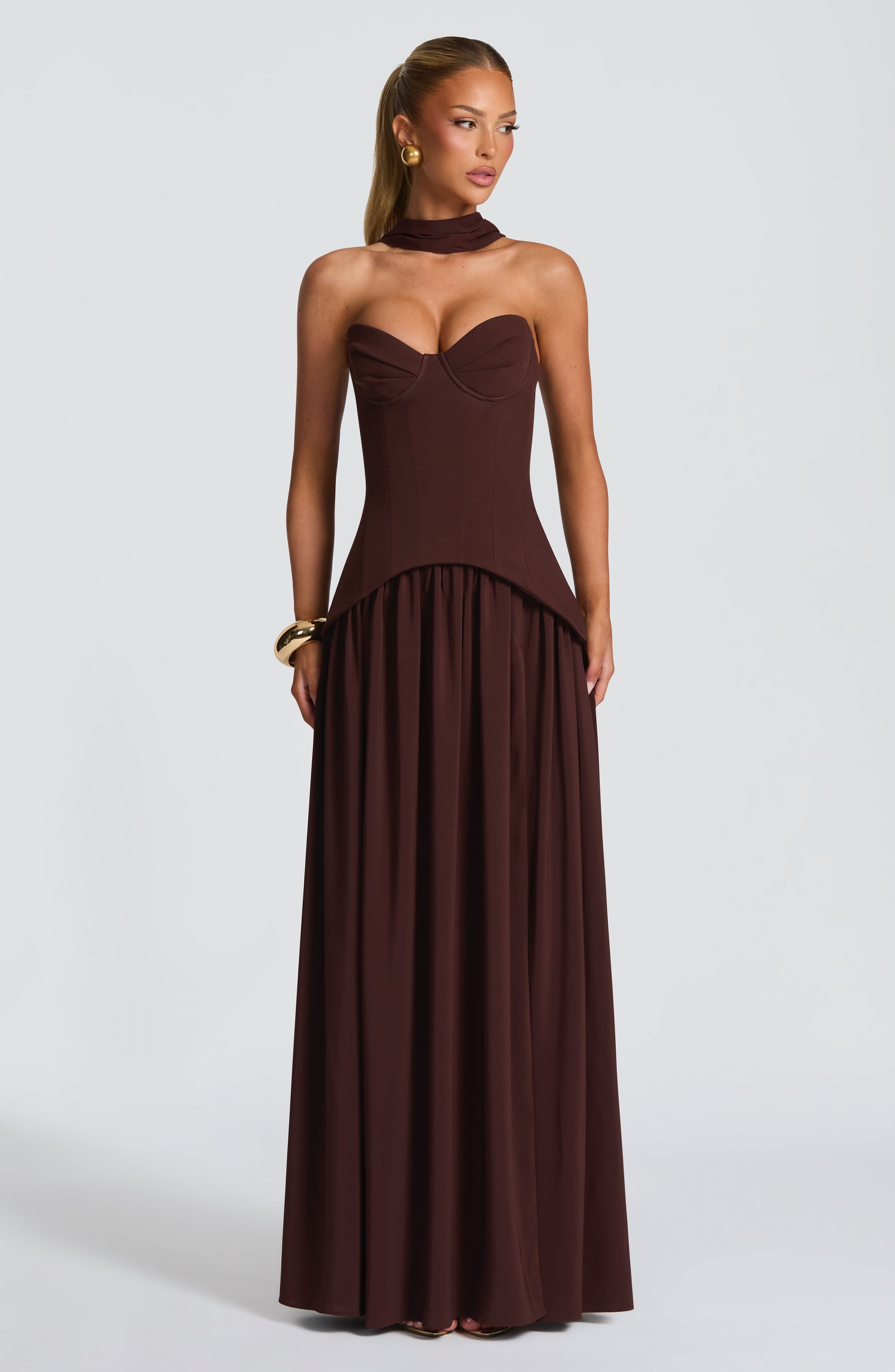Vietta Maxi Dress - Plum Brown