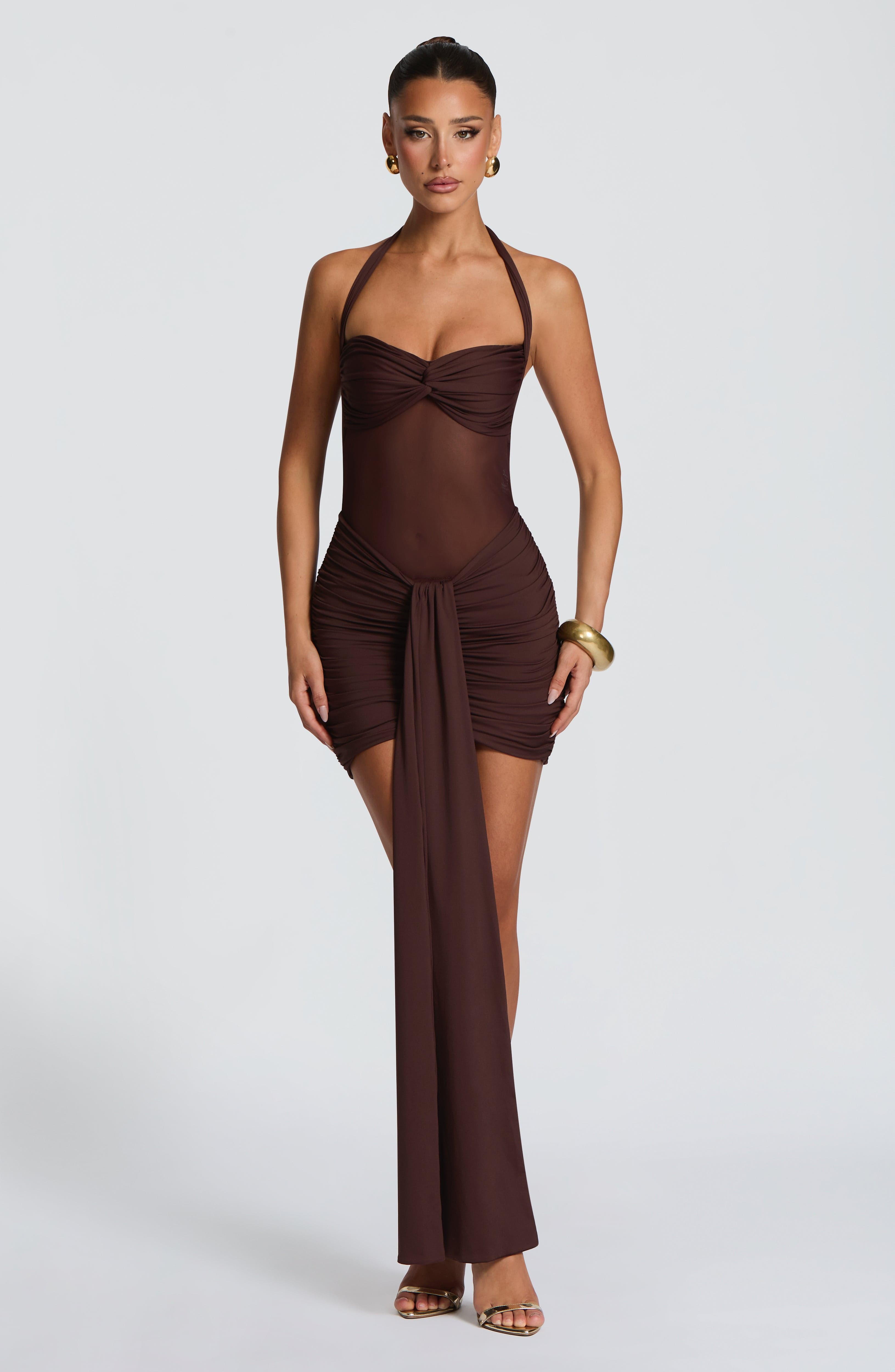 Vixen Mini Dress - Plum Brown